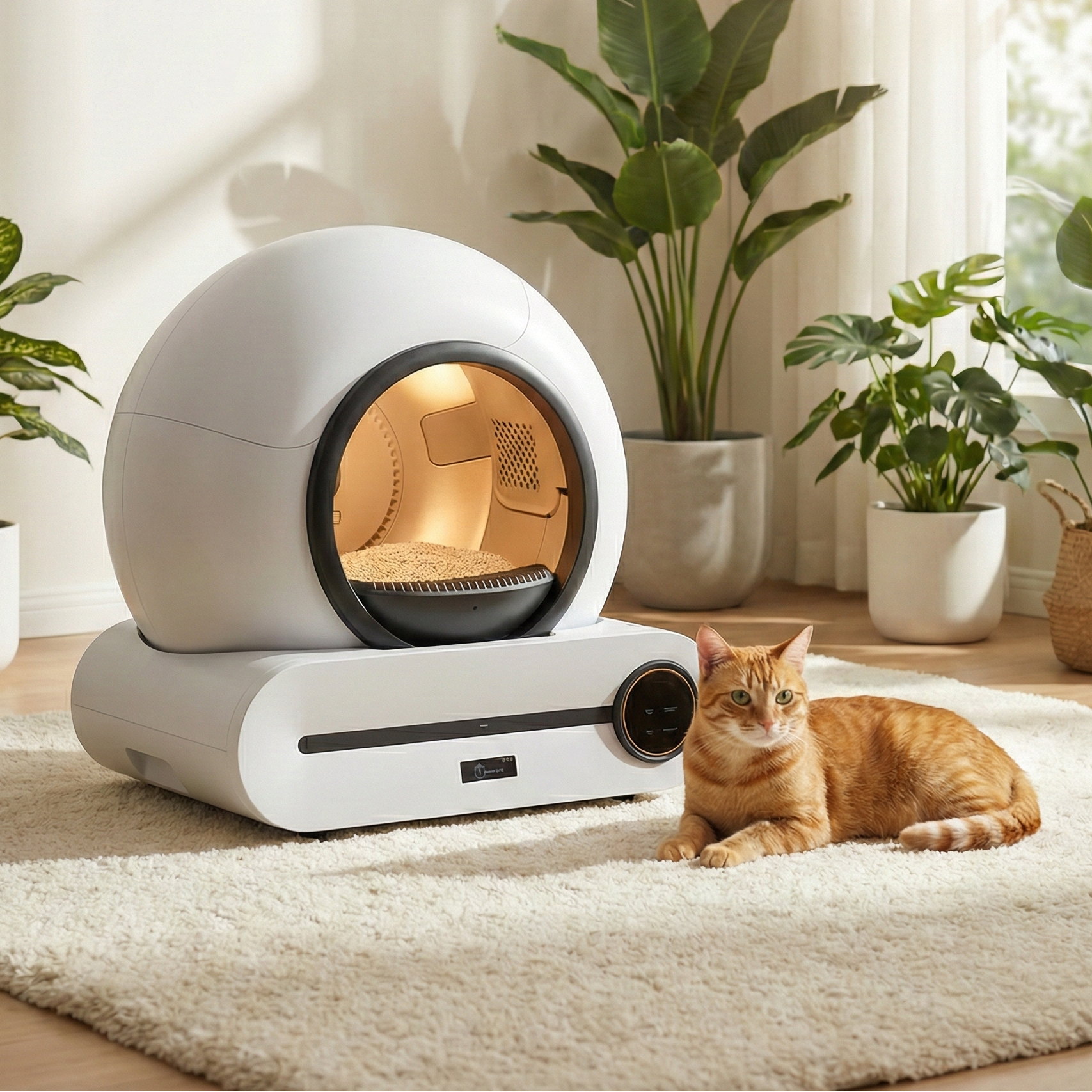 Litière automatique autonettoyante pour chat – Rotation 360° – Connectée WiFi (iOS/Android)